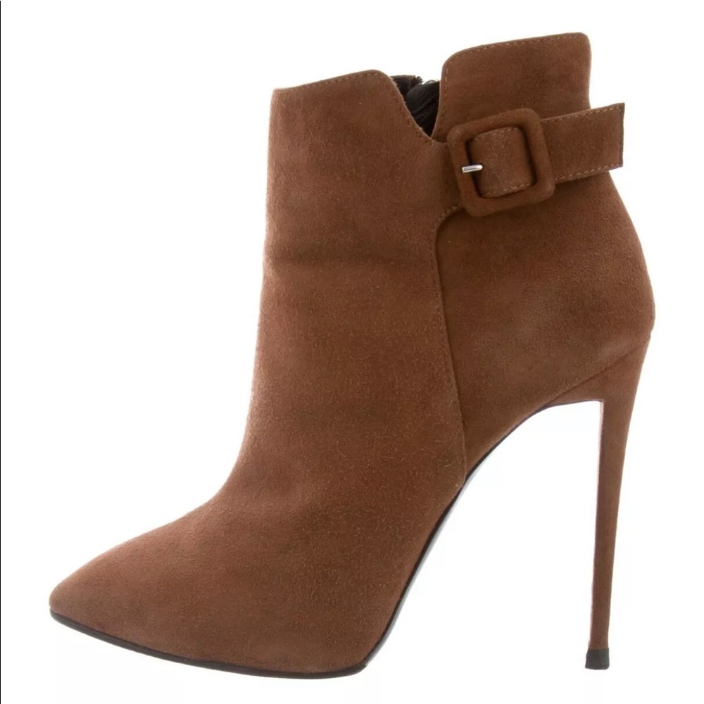 Guiseppe Zanotti Brown Suede Pointed Toe Boots